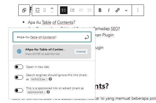 Cara Membuat Table of Contents