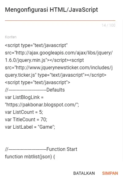 konfigurasi html javascript