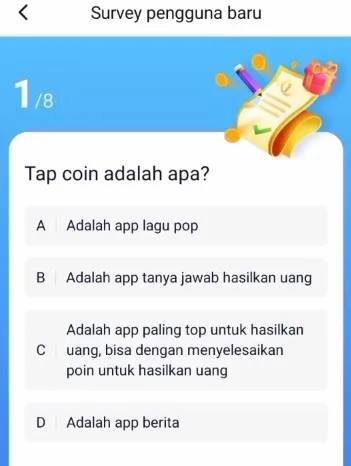 survey tap coin pengguna baru